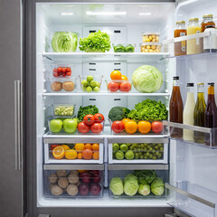 fridge full of fresh fruits and vegetables