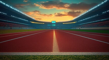 Grand stadium track at sunset