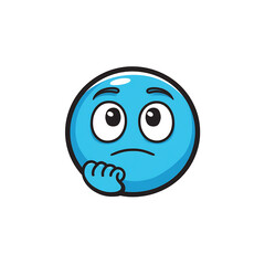 Fototapeta premium blue thinking face emoji expression