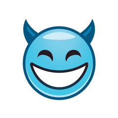 Blue smiling devil emoji with dark outline