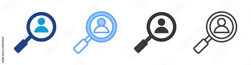 Poster human research icon set multiple style collection