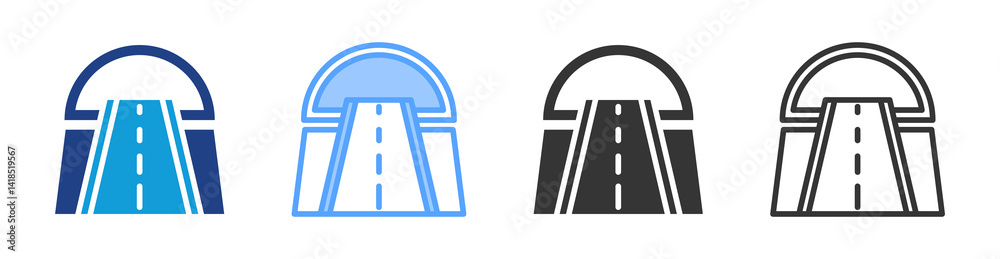 Aufkleber tunnels icon set multiple style collection