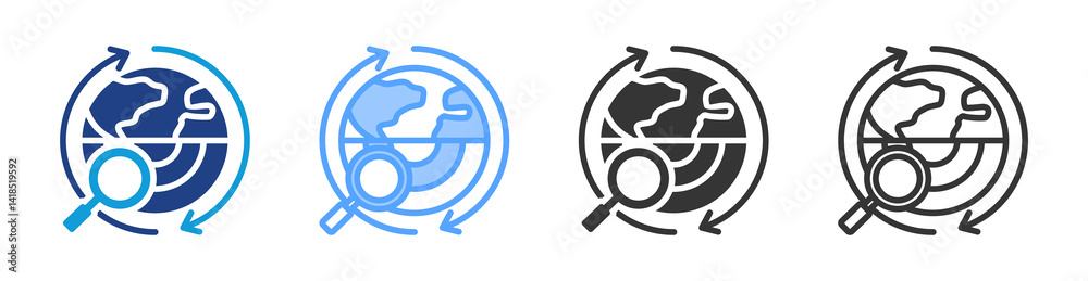 Poster geophysical survey icon set multiple style collection
