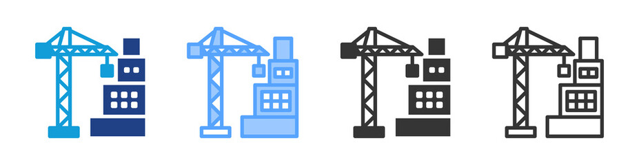 Construction Building icon set multiple style collection