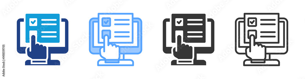 Poster online survey icon set multiple style collection