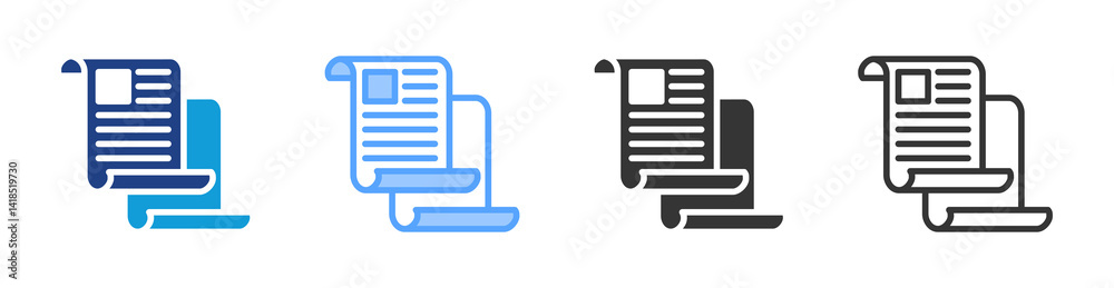 Poster Survey Article icon set multiple style collection