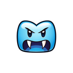 Blue vampire face emoji with fangs