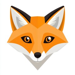 Obraz premium Stylized geometric fox head illustration with vibrant orange and white colors