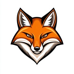 Obraz premium Cartoon illustration of a fox's head with rich orange fur and piercing yellow eyes