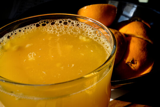 orange, fresh, cut, juice, glass, organic, sun, shadow, golden, hour, drinks