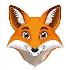 Obraz premium Cartoon illustration of a fox with orange fur, white chin, and expressive eyes