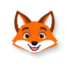 Fototapeta premium Cartoon illustration of a cheerful fox with bright orange fur and white markings