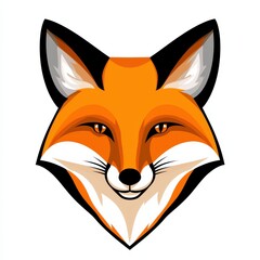 Obraz premium Digital illustration of a fox's head with yellow eyes and white patches on cheeks