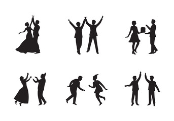 Couples Dancing Vector: Ballroom, Celebration, and Dance Party Poses