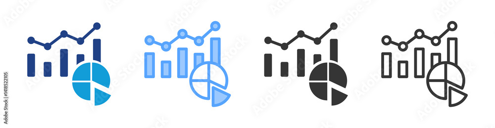 Poster appiled statistics icon set multiple style collection