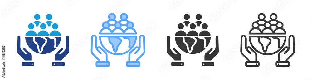Poster Population icon set multiple style collection