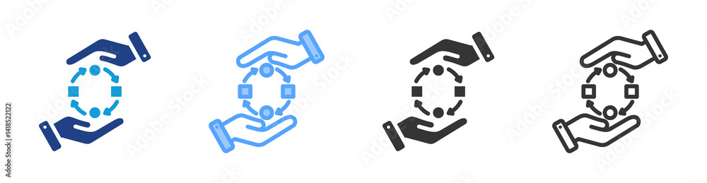 Fototapete associated technicques icon set multiple style collection