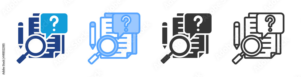 Poster Survey Questions icon set multiple style collection
