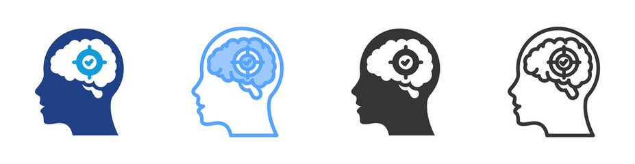 Concentrating icon set multiple style collection