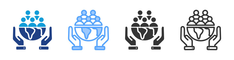 Population icon set multiple style collection