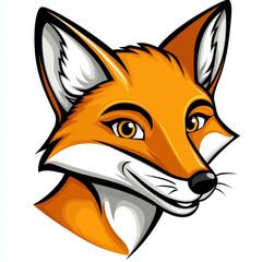 Fototapeta premium Illustration of a fox's head with orange fur and white patches on cheeks