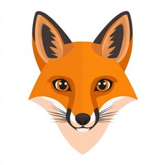 Obraz premium Illustration of a fox's face with large black eyes and orange fur