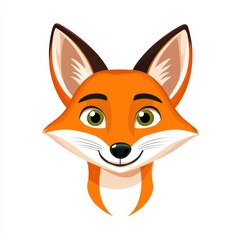 Fototapeta premium Whimsical cartoon illustration of a friendly fox with green eyes and orange fur