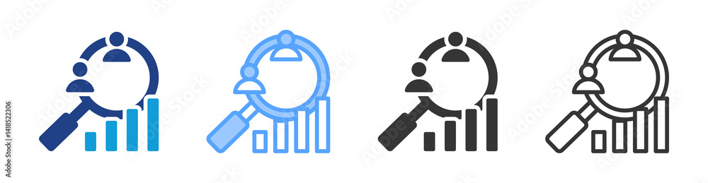 Poster quantitative research icon set multiple style collection