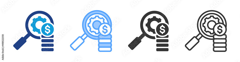 Poster Survey Cost icon set multiple style collection