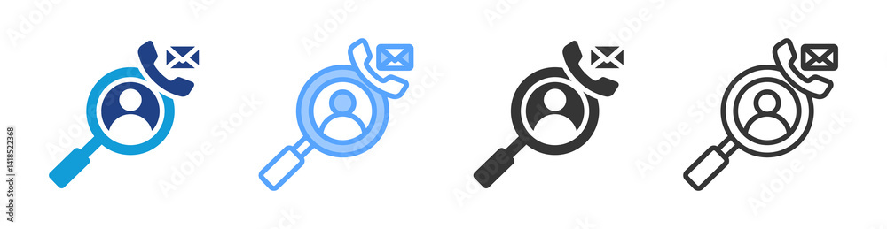 Poster contact sample individual icon set multiple style collection