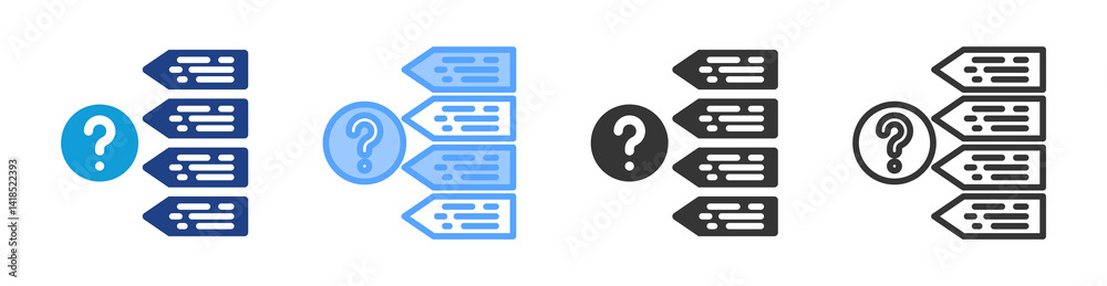 Poster Test Questions icon set multiple style collection