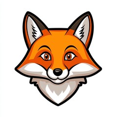 Obraz premium Cartoon illustration of a fox's face with orange fur and large expressive eyes