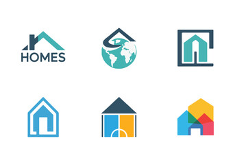 Real Estate and Home Icons Vector: House, Globe, Property, and Modern Design