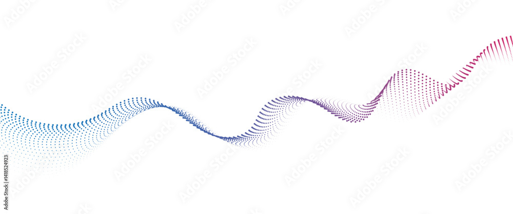 Leinwandbilder flowing dot wave halftone gradient pattern on transparent background