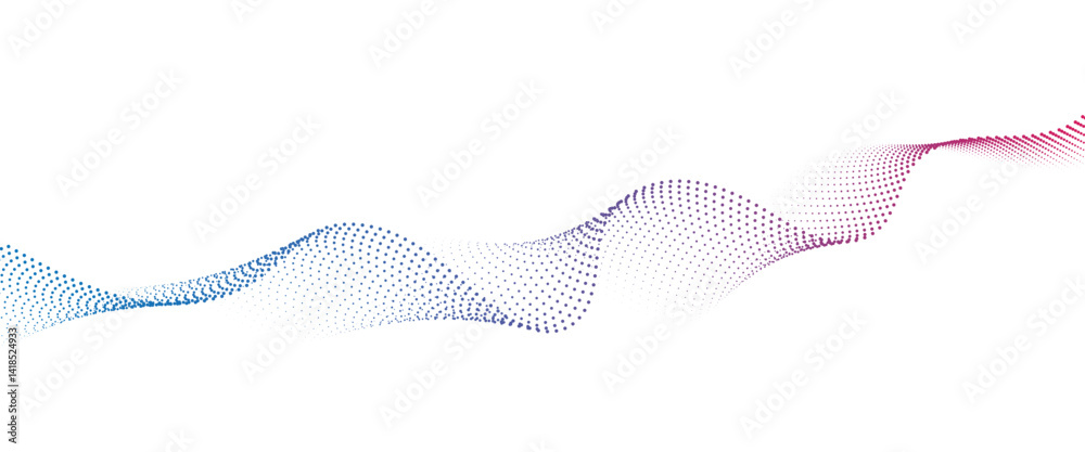 Fototapete flowing dot wave halftone gradient pattern on transparent background
