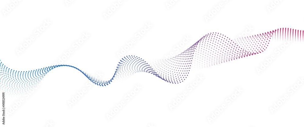 Fototapete flowing dot wave halftone gradient pattern on transparent background