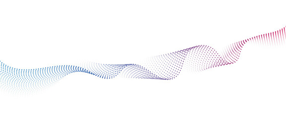 Flowing Dot Wave halftone gradient pattern on transparent background	