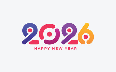 2026, Happy New Year 2026, Design template with typography logo 2026 for celebration and season decoration. Minimalist trendy background for branding,