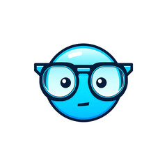 Fototapeta premium Blue nerd face emoji with glasses