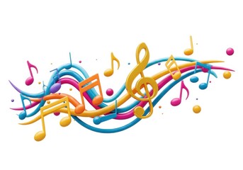 Colorful music notes vector illustration isolated on white background