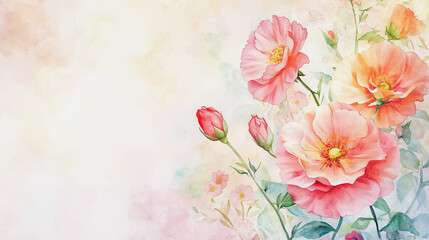 Elegant wedding invitation card background . Minimal hand painted watercolor Gerbera flowers texture template background. Design for wedding, vip cover, poster, rsvp moderncard.Valentine's Day