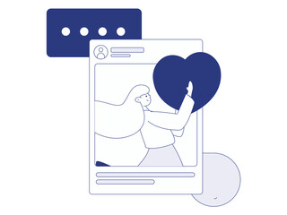 Virtual characters social communication concept business flat vector hand drawn illustration
