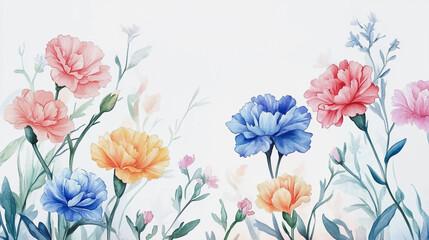 Fototapeta premium Elegant wedding invitation card background . Minimal hand painted watercolor Gerbera flowers texture template background. Design for wedding, vip cover, poster, rsvp moderncard.Valentine's Day
