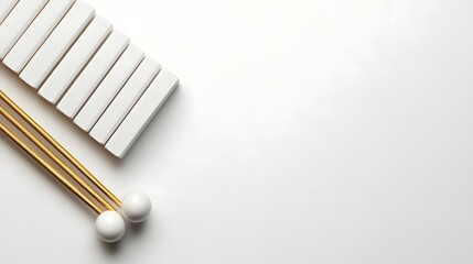 Minimalist Musical Instrument with Clean Lines and Smooth Surfaces on White Background