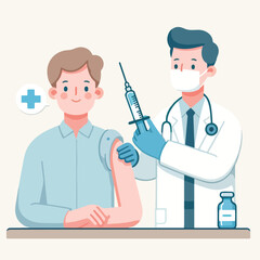 vector image of a doctor holding a syringe