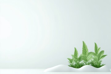 Minimalist, light-filled scene with greenery