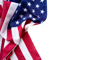American USA flag isolated on against transparent background with beautiful waving wave. Independence day banner concept