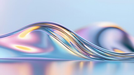 Abstract Colorful Waves of Light Reflecting Soft Curves on a Smooth Surface