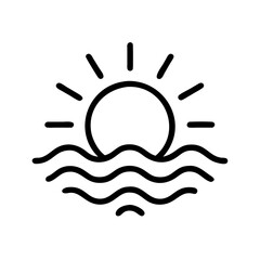 Obraz premium Sunrise Icon Over Calm Waves Beach Location Illustration Serene Environment Aesthetic Viewpoint