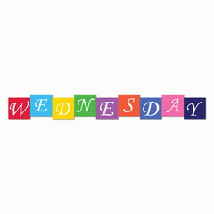 Bold “Wednesday” Typography Design | Colorful Vector Letters for Kids and Education

